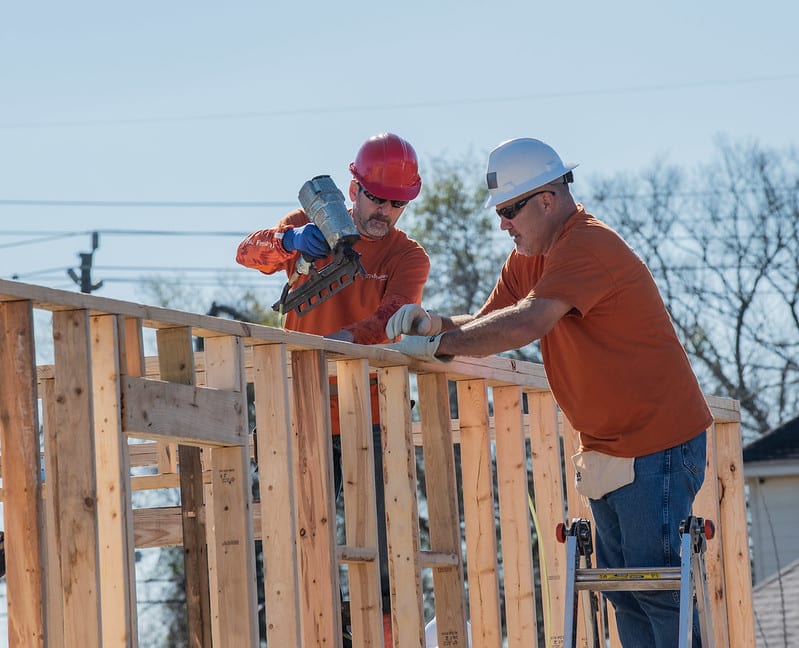 Volunteers on build site