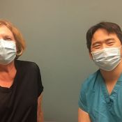 Dr. Eddie H. Huang and knee replacement surgery patient, Marcia Gould