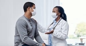 Female provider with male patient