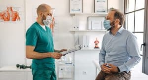 man at a doctor's appointment