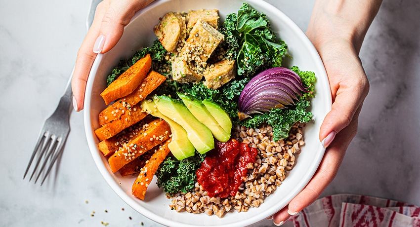 Colorful organic food in a bowl