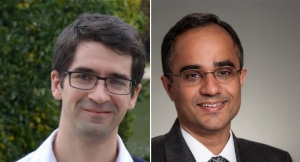 From left to right, UTHealth Houston researchers Oscar Woolnough, PhD, and Nitin Tandon, MD, both with the Vivian L. Smith Department of Neurosurgery at McGovern Medical School. (Photos provided by Drs. Woolnough and Tandon)