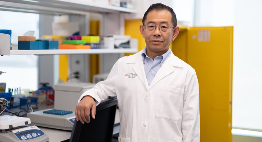 The Texas Therapeutics Institute at UTHealth Houston, led by Zhiqiang An, PhD, is expanding into the Texas Medical Center’s newly completed TMC3 Collaborative Building. (Photo by Rogelio Castro/UTHealth Houston)