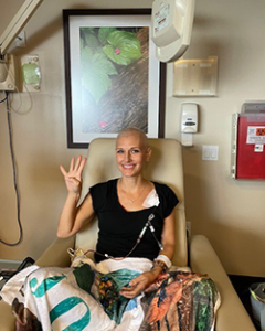Jennifer Setterbo undergoing her fourth round of chemotherapy as part of treatment