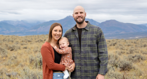 The Collins family with their daughter after a healthy birth despite vasa previa