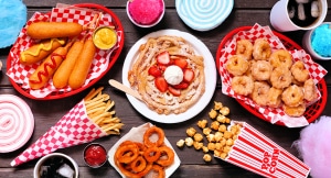 A variety of carnival food and treats
