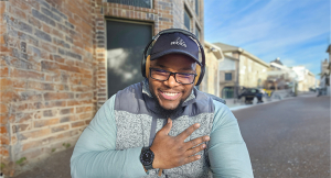 Johnny Brinson making a grateful gesture