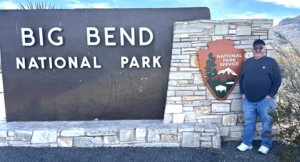 David White at Big Bend National Park entrance
