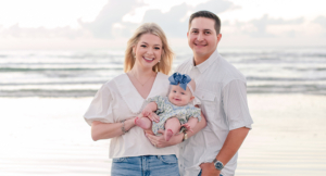 Kacie & Drew Gonzales with baby at the beach