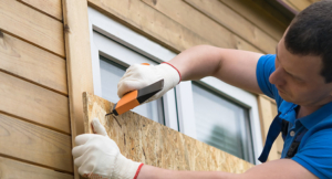 Blocking the windows before a natural disaster