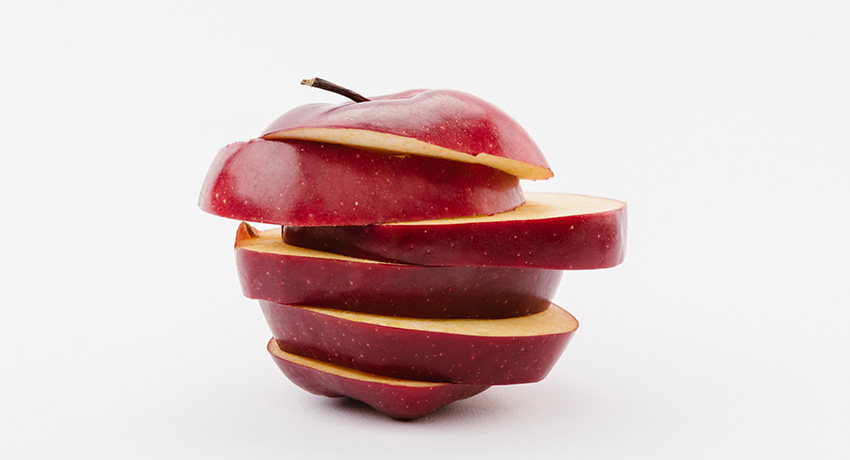 Fresh sliced red delicious apple